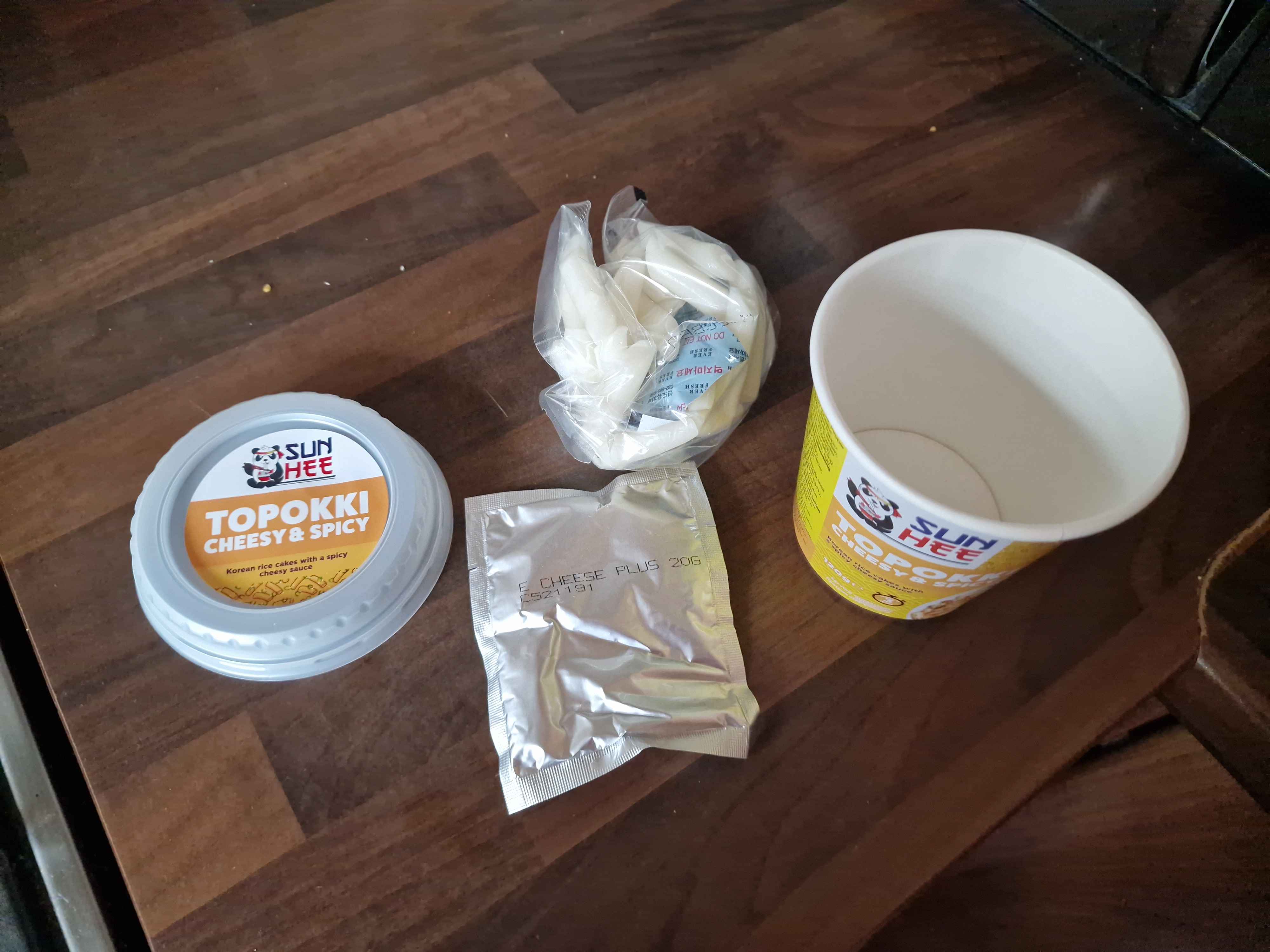 The contents of the cup laid out